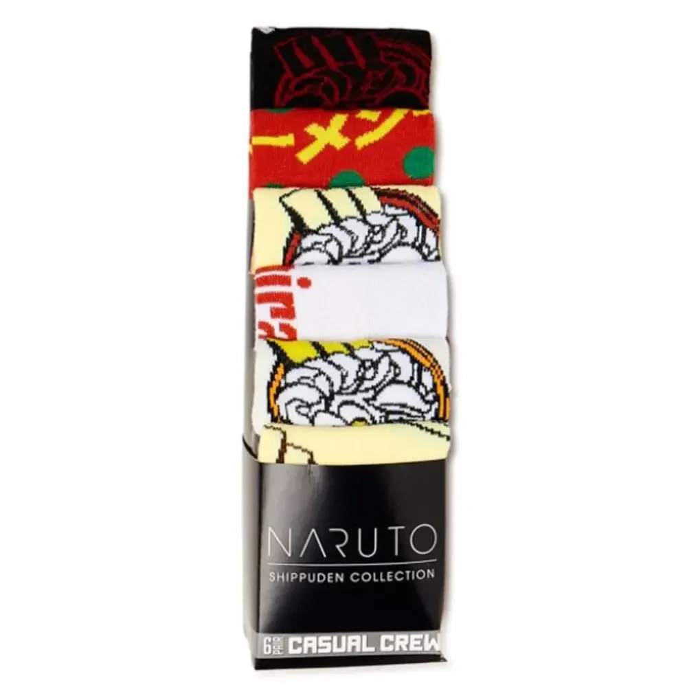 Naruto Shippuden Ramen Noodles Casual Crew Socks-6 Pairs